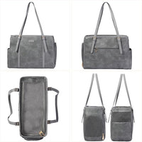 Fashion Dog Purse Pet Carrier Leather Bag for Small Dogs Cats Puppy, Portable Tote Bag Airline Approved Soft-Sided Carriers (Grey)