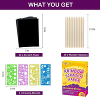 FUNNYB&G 100 Pcs Rainbow Scratch Paper Art for Kids Arts and Crafts - 7*10 inch / 60 - image 3
