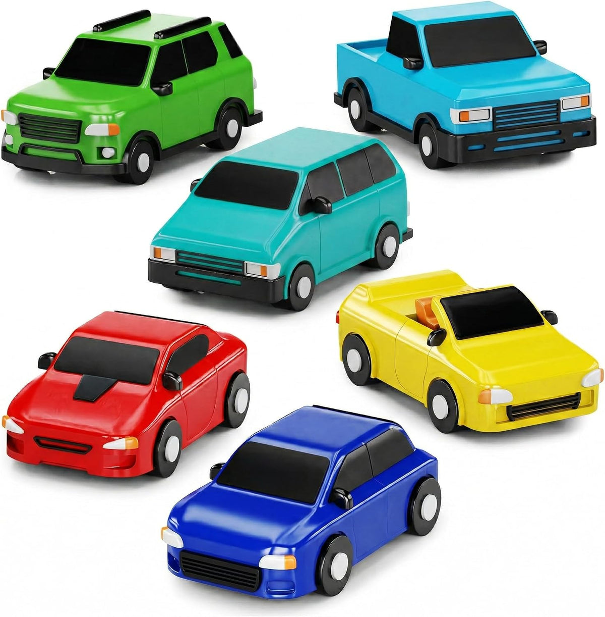 Tub Works Vehicles Bath Cars Mold Free Bath Toys, Sealed - Passenger Cars - 6pk