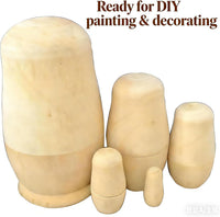 MAGIKON set of 5 unpainted wooden nesting dolls in natural sanded wood, largest 5 inches - view 2