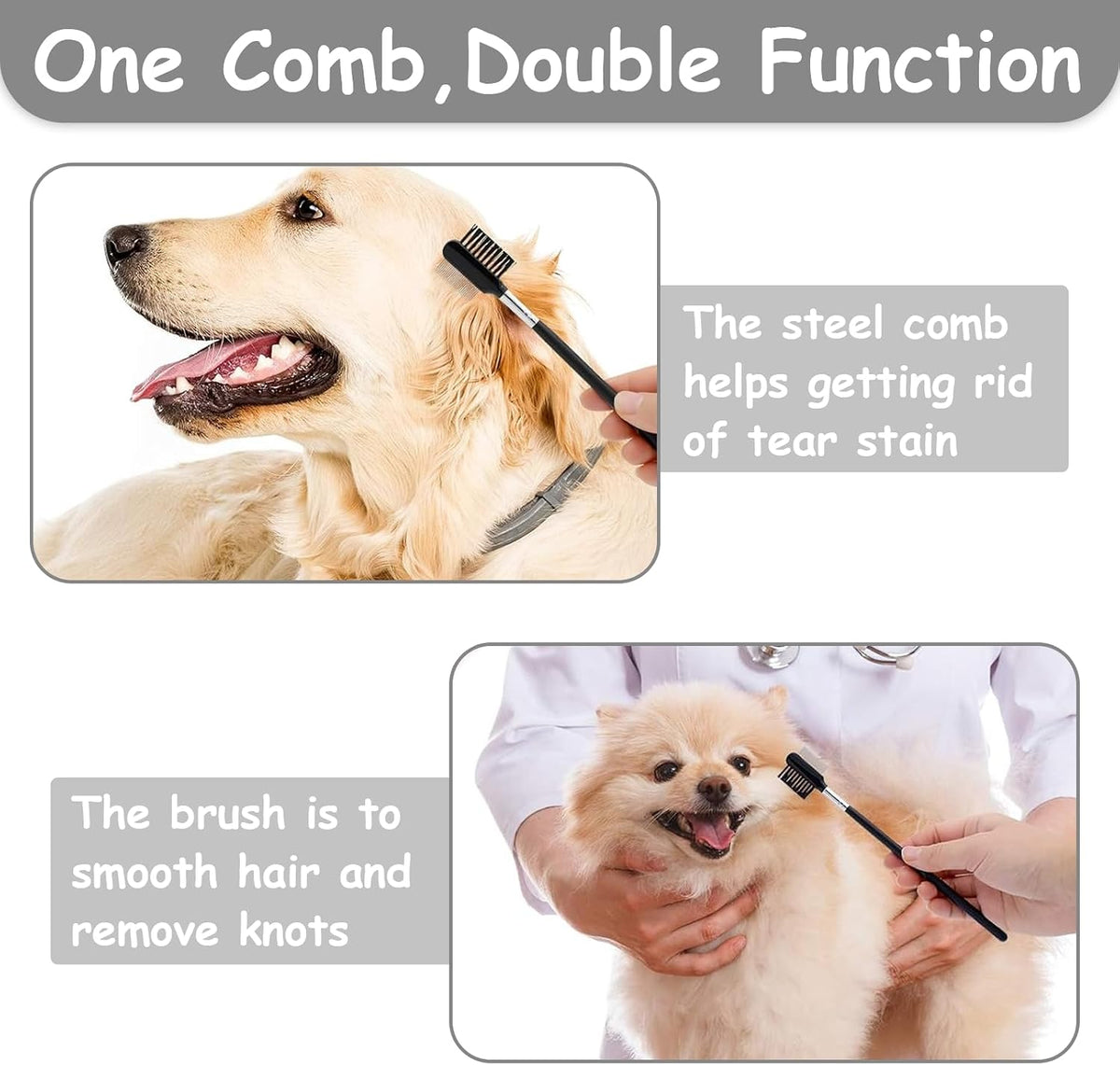 GUBCUB Pets Grooming Comb Kit for Small Dogs Puppies For Tear Stain - Pet Combs with Deshedding Brush - image 4