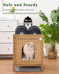 Cat Litter Box Enclosure Hidden Litter Box Furniture - Medium / Natural - image 3