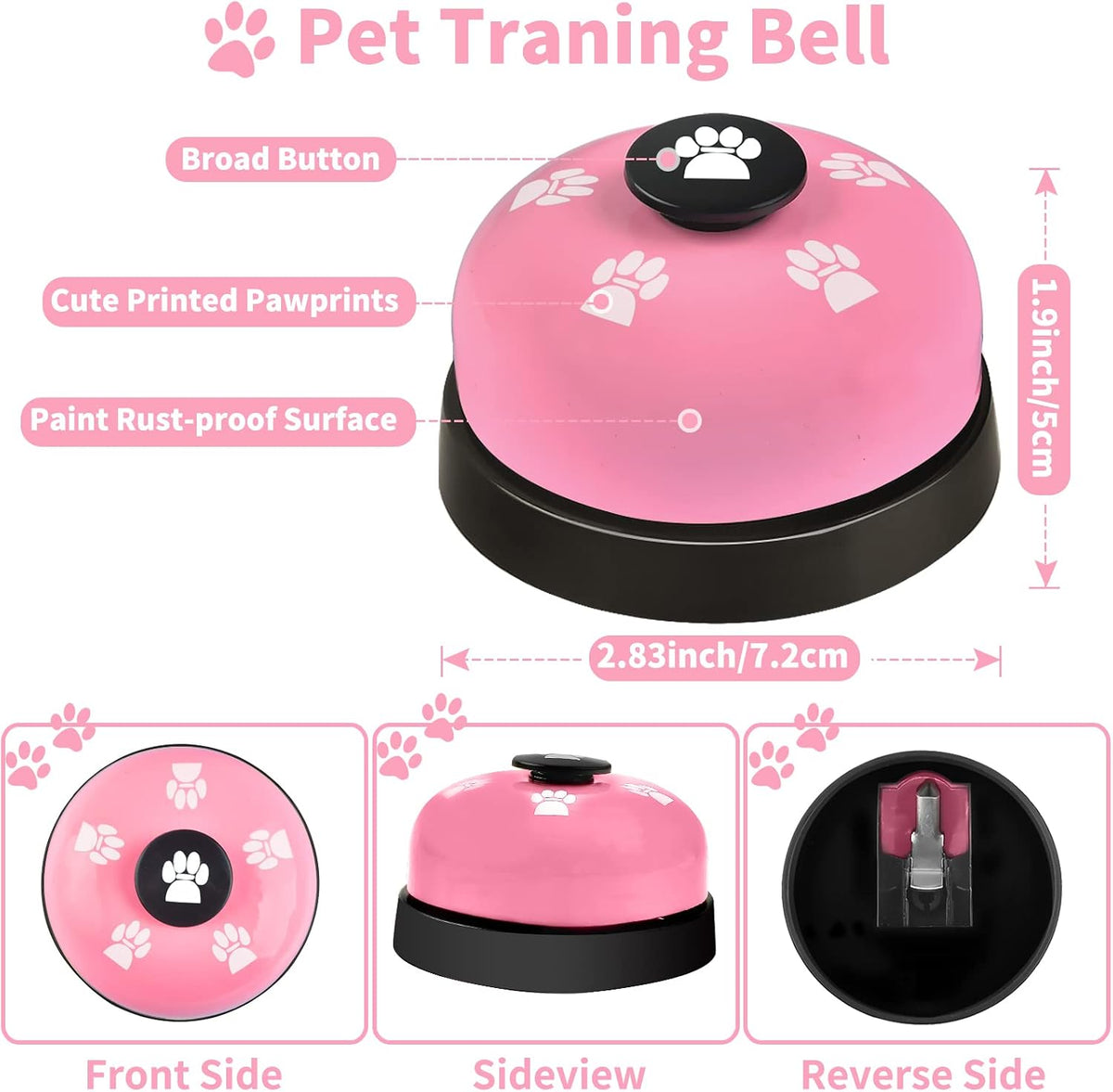 2 Pack Dog Doorbells, Pet Training Bells for Go Outside Potty Training and Communication Device - Pink - image 3