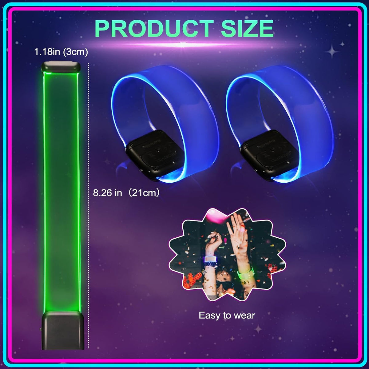 Yowivon LED light up bracelet with clasp glowing in multiple colors - view 5