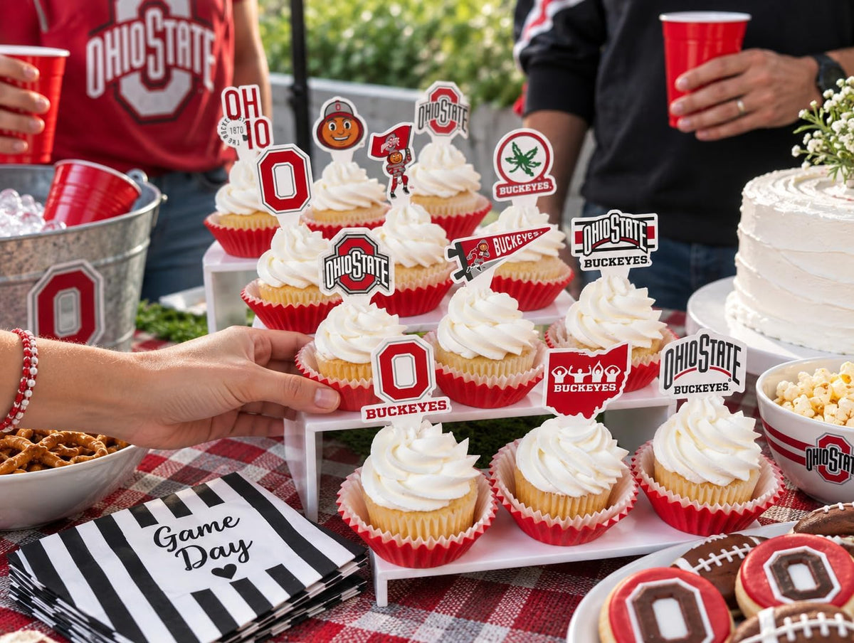 Ohio State Merch Cupcake Toppers & Decorations OSU Party Cake Decor - Ohio State Buckeyes - image 2
