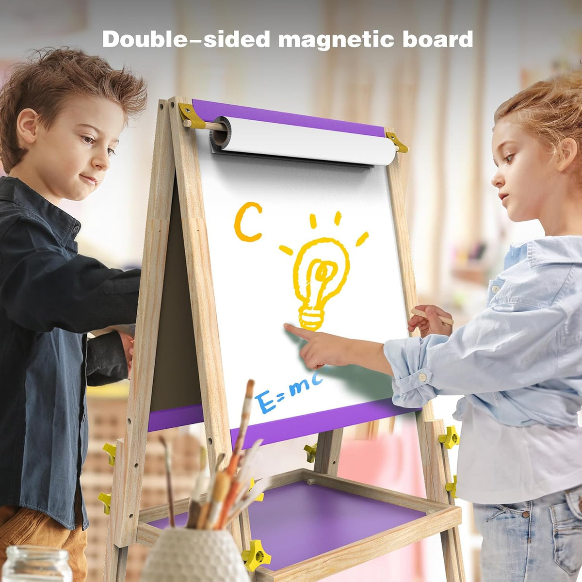 JOYOOSS Easel for Kids Art Easel Toddlers Easels With Paper Roll – Fun for Kids & Family - Purple - image 4