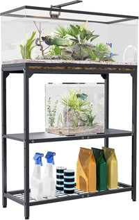 20-30 Gallon Aquarium Stand with 3-Tier Adjustable Storage Shelf – Essentials for Fish - 30 Gal Black