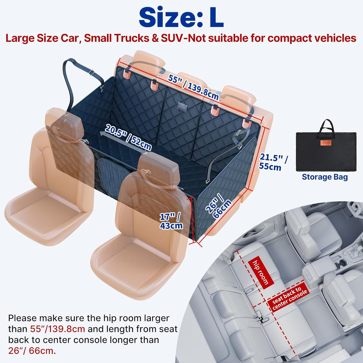 Convertible Back Seat Extender for Dogs - L / Black - image 2