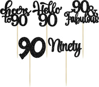 30pcs 16th Birthday Cupcake Toppers - 90th / Black - image 3