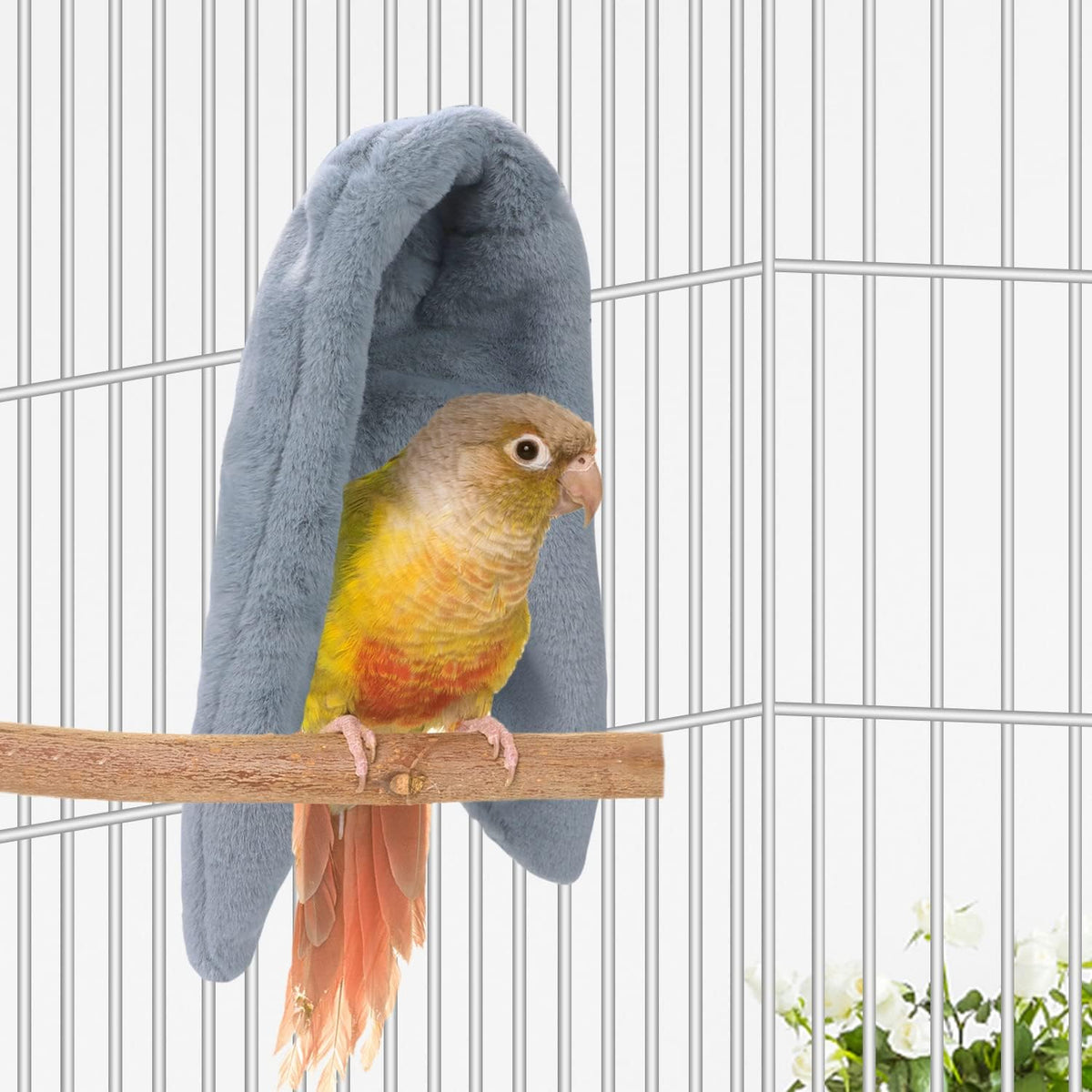 Wontee Cozy Bird Blanket Parrot Cage Snuggle Hut Warm Bird Nest House - Large / Grey - image 3