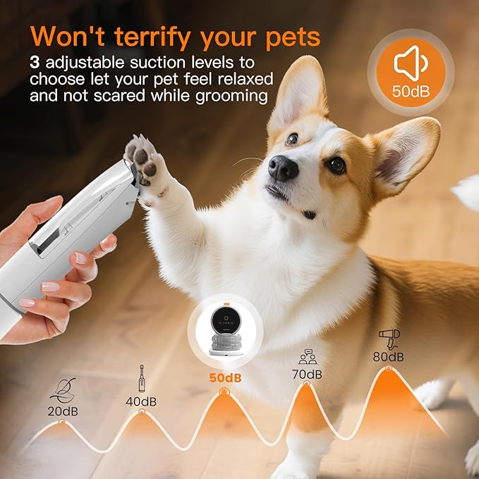 AIRROBO Dog Grooming Vacuum, Dog Grooming Kit,12000Pa Strong Pet Vacuum, 2L Large Capacity Vacuum for Shedding Grooming Hair, Quiet,PG100