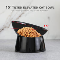 Elevated Cat Bowls, 15° Tilted Ceramic Cat Food Bowl - Black / Large - image 4