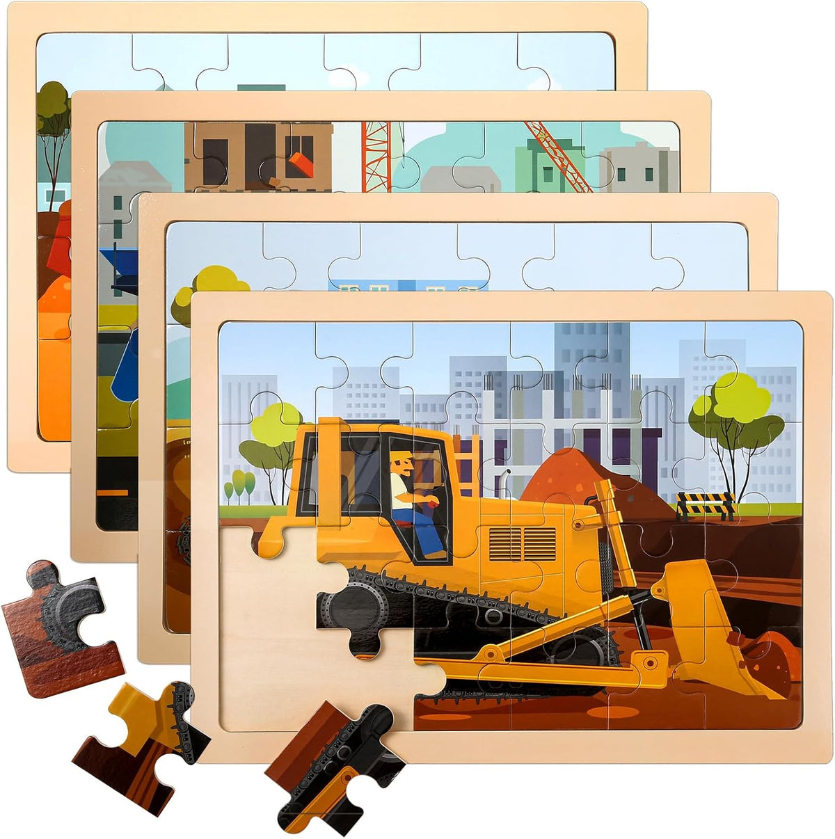LACCHOUFEE 4-pack wooden puzzles for kids ages 3 to 5 - view 3