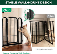 FXW Dog Gate, Extra Wide Adjustable for Openings Up to 219" - Black / Up to 69" W【2 Panels + 1 Door】 / 24"H - image 3