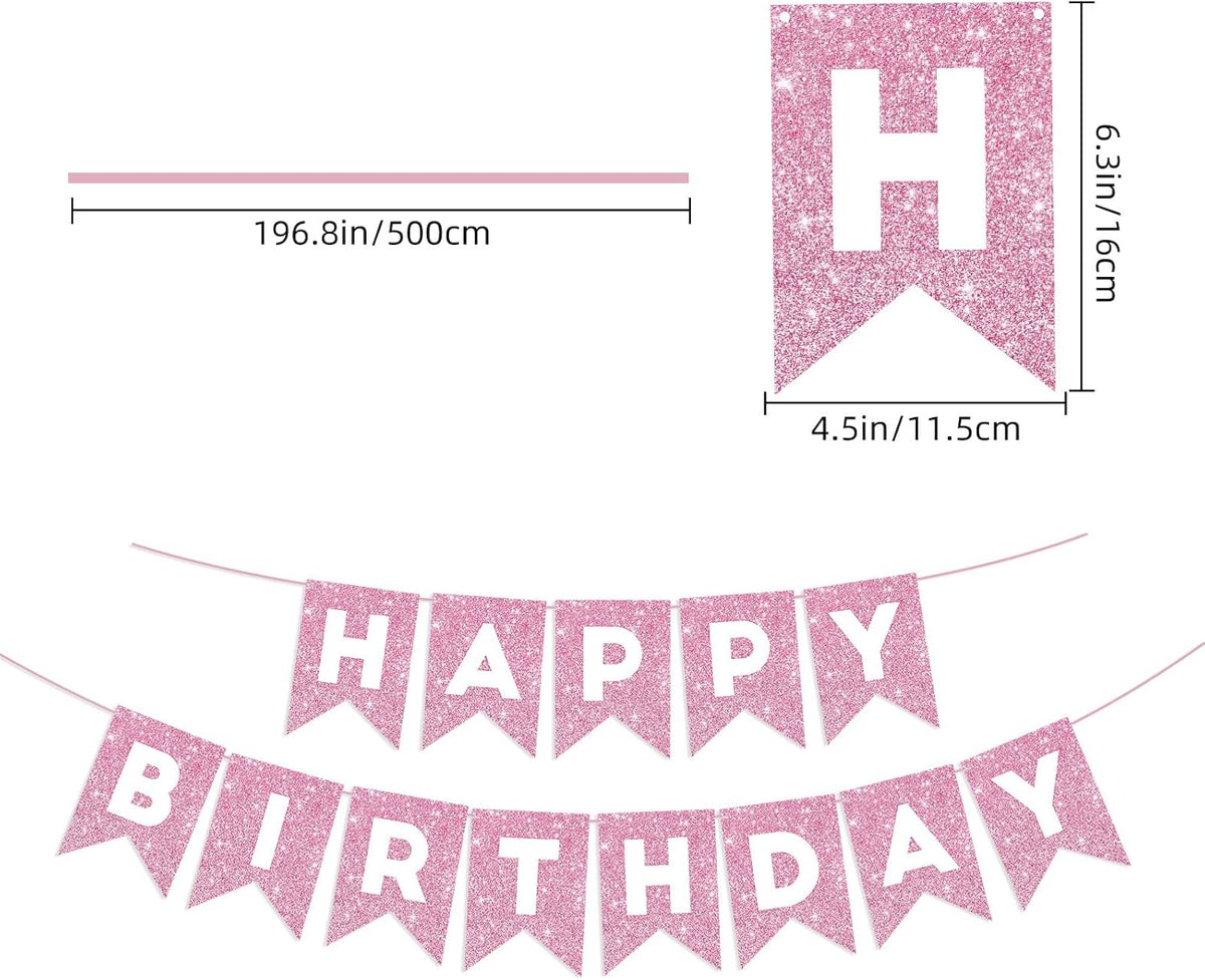 Orange Happy Birthday Banner Birthday Sign for Backdrop Happy - Pink - image 2