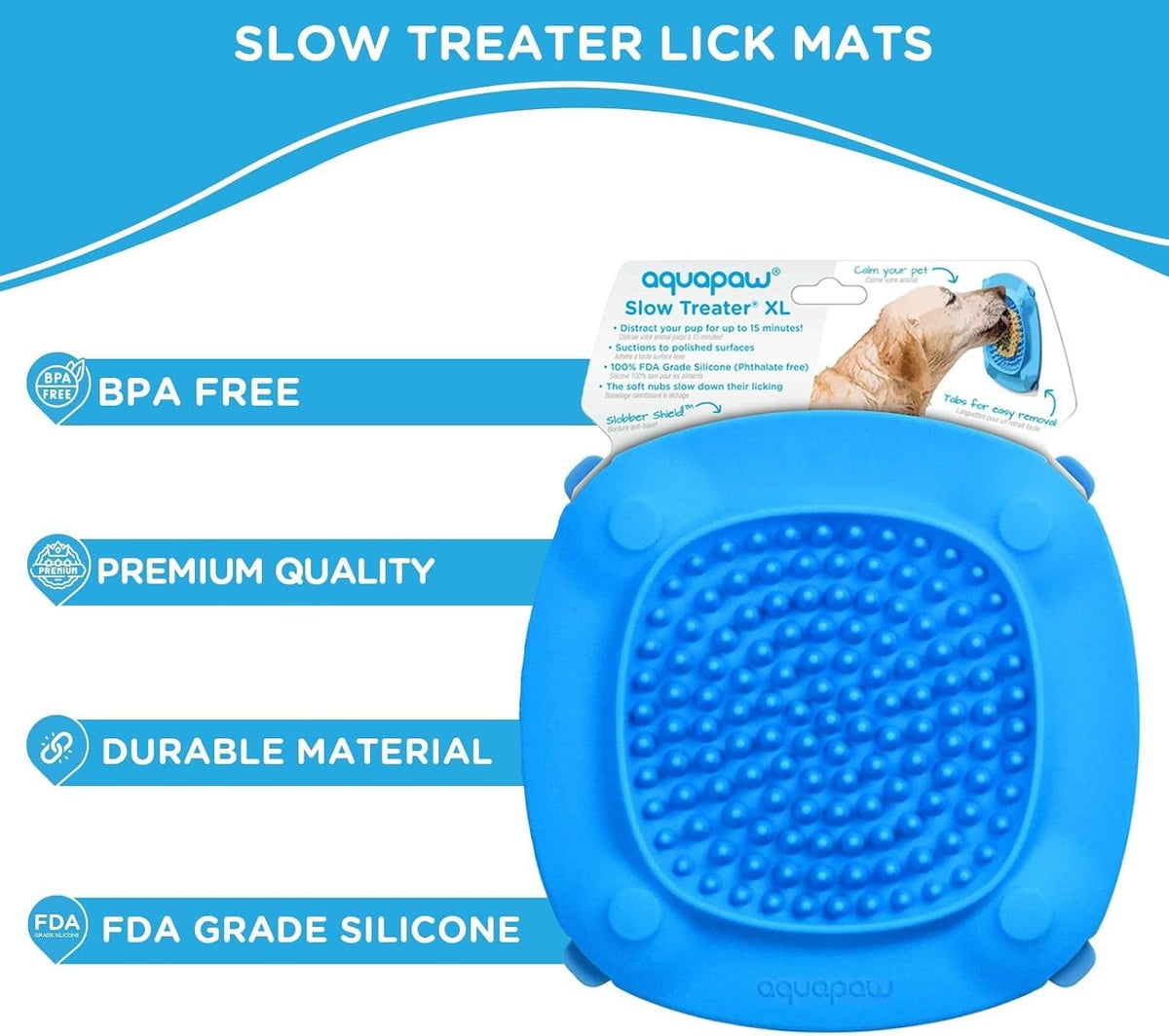 Lick Mat for Dogs with Suction Cups, XL, Blue - 1-Pack XL - image 2