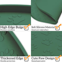 Dog Food Mat Spill-Proof Silicone Dog Bowl Mat Raised Edge Pet - Hunter Green / 19"L x 12"W - image 4