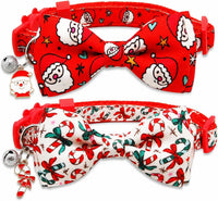 2 Pack Halloween Cat Collars with Bells, Breakaway - Santa & Candy Cane