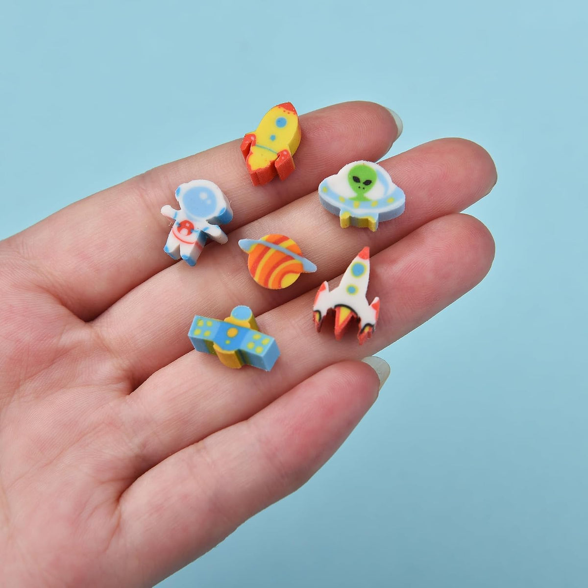 300PCS Mini Cute Animals and Fruits Pencil Erasers for Kids Bulk – Fun for Kids & Family - small / Outer space - image 4