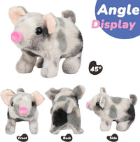 Hopearl Walking Gray Tabby Cat Interactive Electronic Pet Plush Kitty - Pig-Spotted - image 2