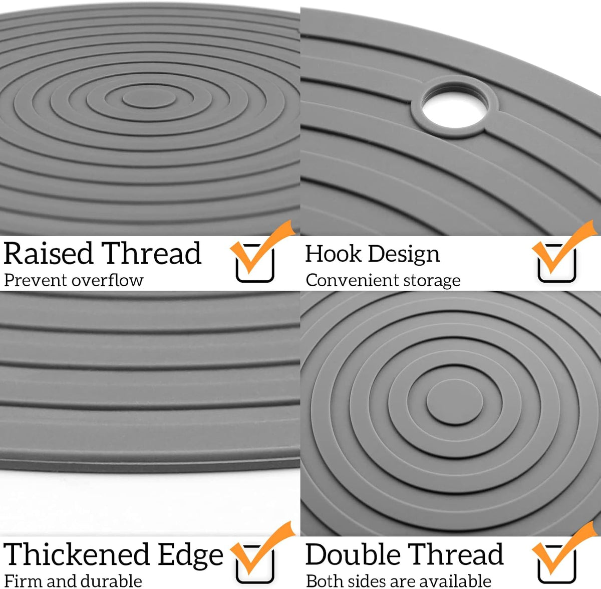 Pet Food Mat for Dog and Cat Placemat 2 Pcs - 9.5"L x 9.5"W / Grey - image 4