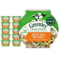 Greenies Smart Topper High Protein Wet Mix-in for Dogs, Chicken, Peas, Apples & Brown Rice Recipe in Vitabroth Broth - Bone Broth + Vitamins E & B1, 10 Count