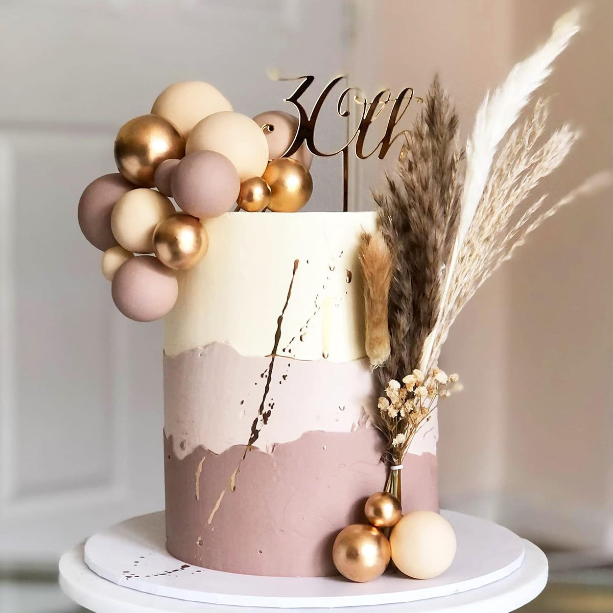 32 PCS Colorful Ball Shaped Cake Topper Pearl Balls Cupcake Cake - Apricot Gold Light Brown - image 3