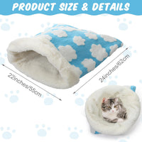 Self Heating Cat Sleeping Bag Indoor Self Warming Cat Bed Cave Heated - Classic / White Clouds - image 2