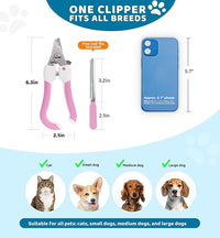 Pet Nail Clippers and Trimmers for Dogs and Cats, Professional Grooming Tool with Safety Guard, Sharp Blades, Free Nail File, Avoid Overcutting, Suitable for Small and Large Pets (Pink)