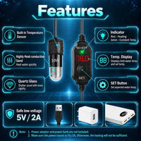 AquaMiracle 5V/2A USB 10W Super Mini Aquarium Heater for Tanks up - ≤ 1 Gal Tanks - image 4