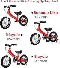 bikeboy 2 in 1 balance bike with pedals and hand brake, 12 14 16 inch wheels - view 10