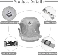 Cat Vest Harness and Leash Set - Gray / Small (Chest: 11"-13") - image 4