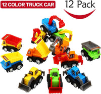 Funcorn Toys 12 piece pull back construction trucks set with dump trucks, tractors and excavators - view 2