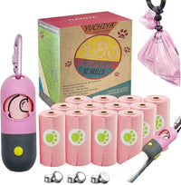 Dog Poop Bags Holder with LED Flashlight - Pink / 195 Count (Pack of 1)