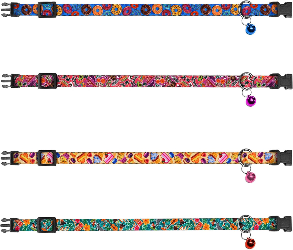 4PCS Breakaway Cat Collars with Bell - Travel & Cookies - image 2