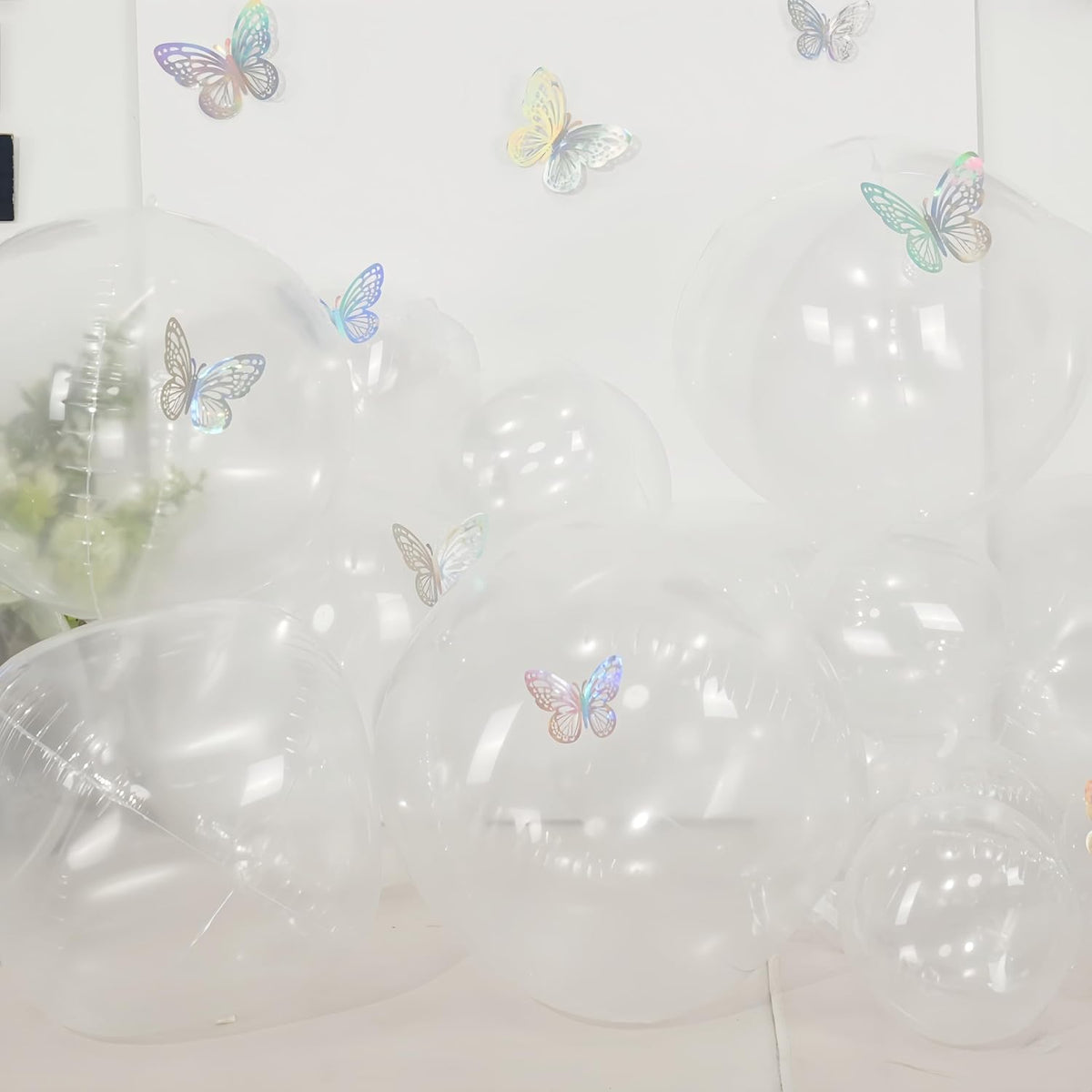 12PCS Iridescent Round Foil Balloons 22" 15" 10" Large Holographic - 22/15/10inch Clear - image 3