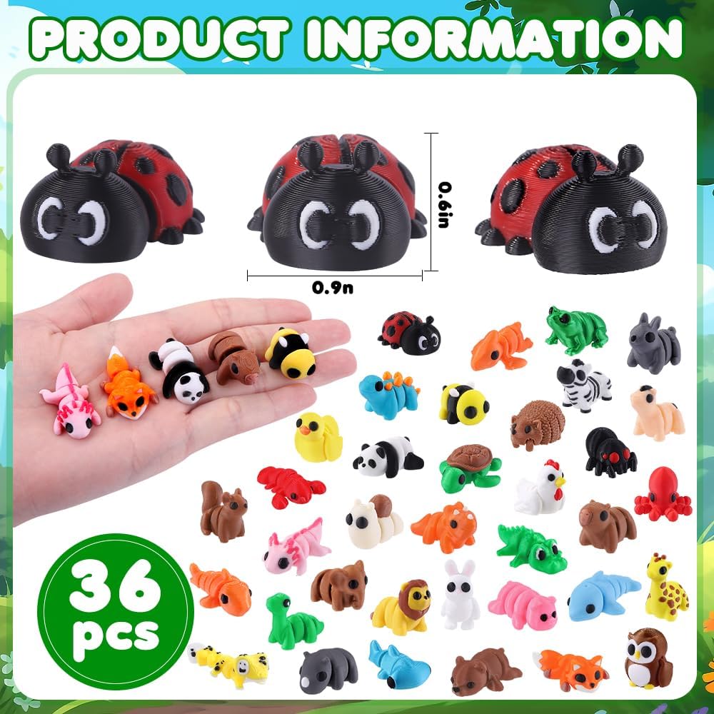 Celltestria 18PCS 3D Printed Skeleton Fidget Toys with Coffin Storage - 36Pcs Mini Animals - image 2