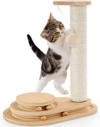Made4Pets Kitten Toy Scratching Post for Indoor Cats with Ball Track – Essentials for Cats - 17.7"H