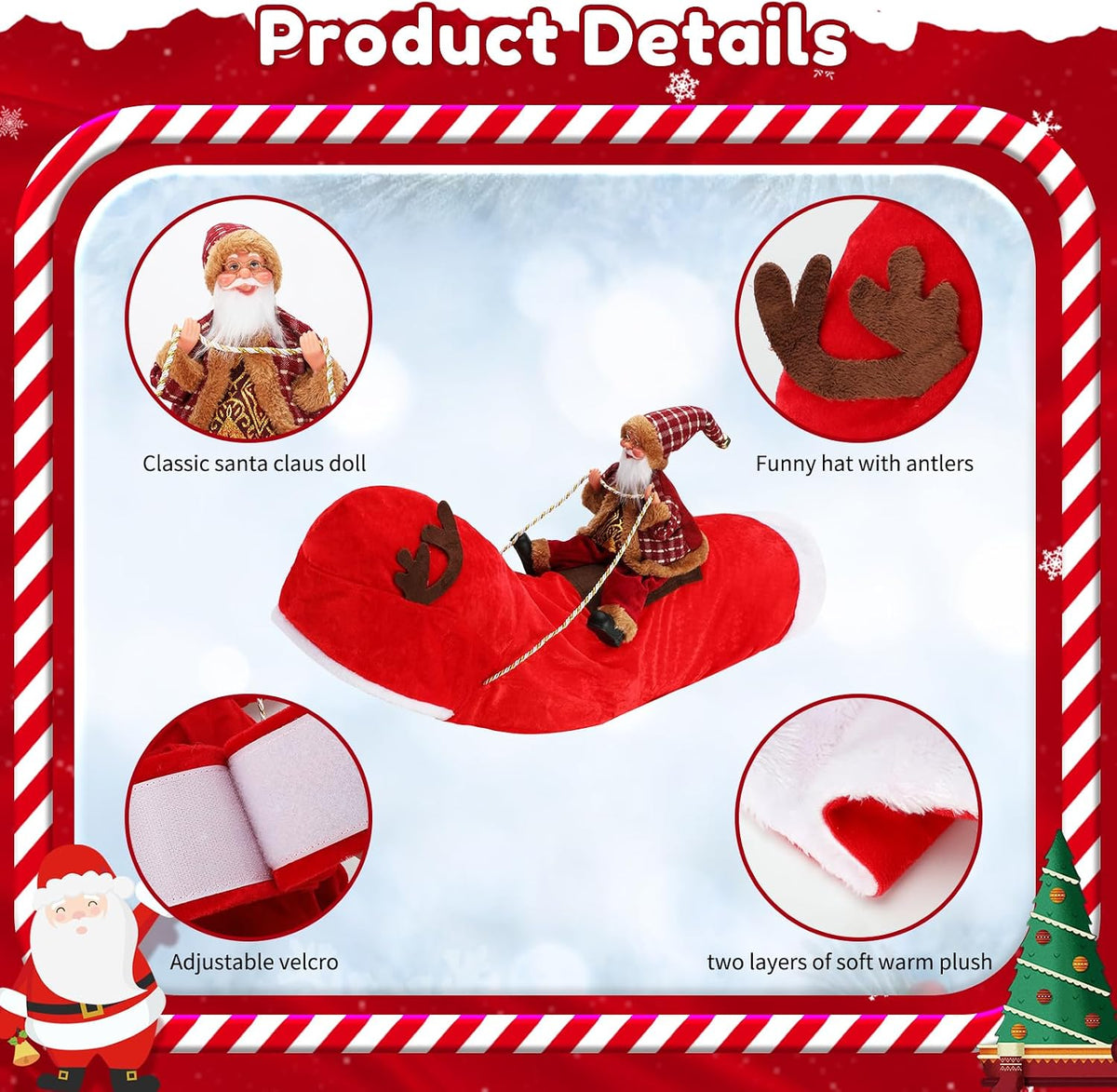Santa Dog Costume, Dog Christmas Outfit, Riding Pet Costume - RedBrown Santa Claus / XL(Neck:17.3-20.5" Chest:22.8-29.5") - image 3