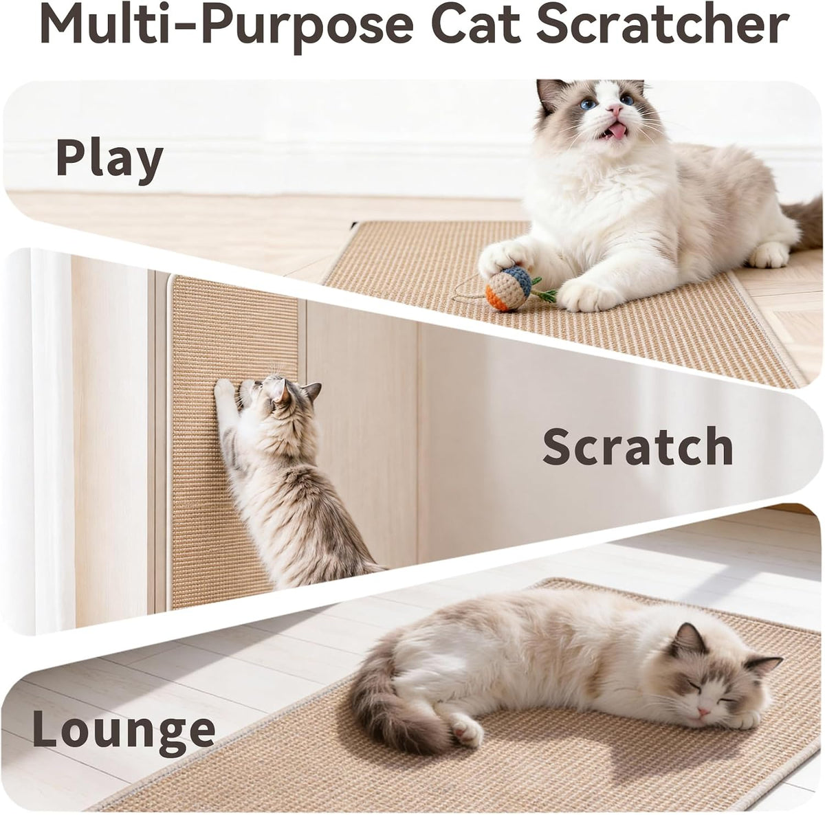Cat Scratcher Mat, 23.6"x15.7" Natural Sisal Cat Scratch Pad – Essentials for Cats - Beige / 1 Pack-39.3"x23.6" - image 4
