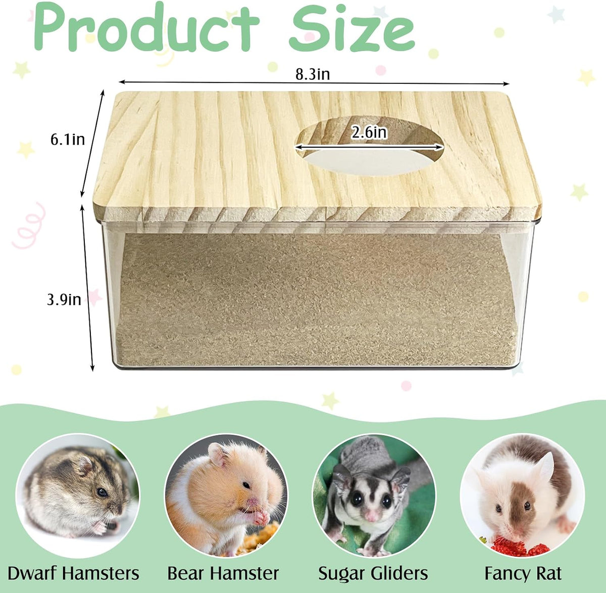 kathson Hamster Sand Bath Box Transparent Acrylic Small Animals - Large - Rectangle - image 2