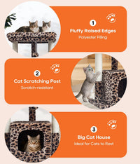 Syandlvy 27 inch cheetah print cat tree with plush perch and two sisal scratching posts - view 4