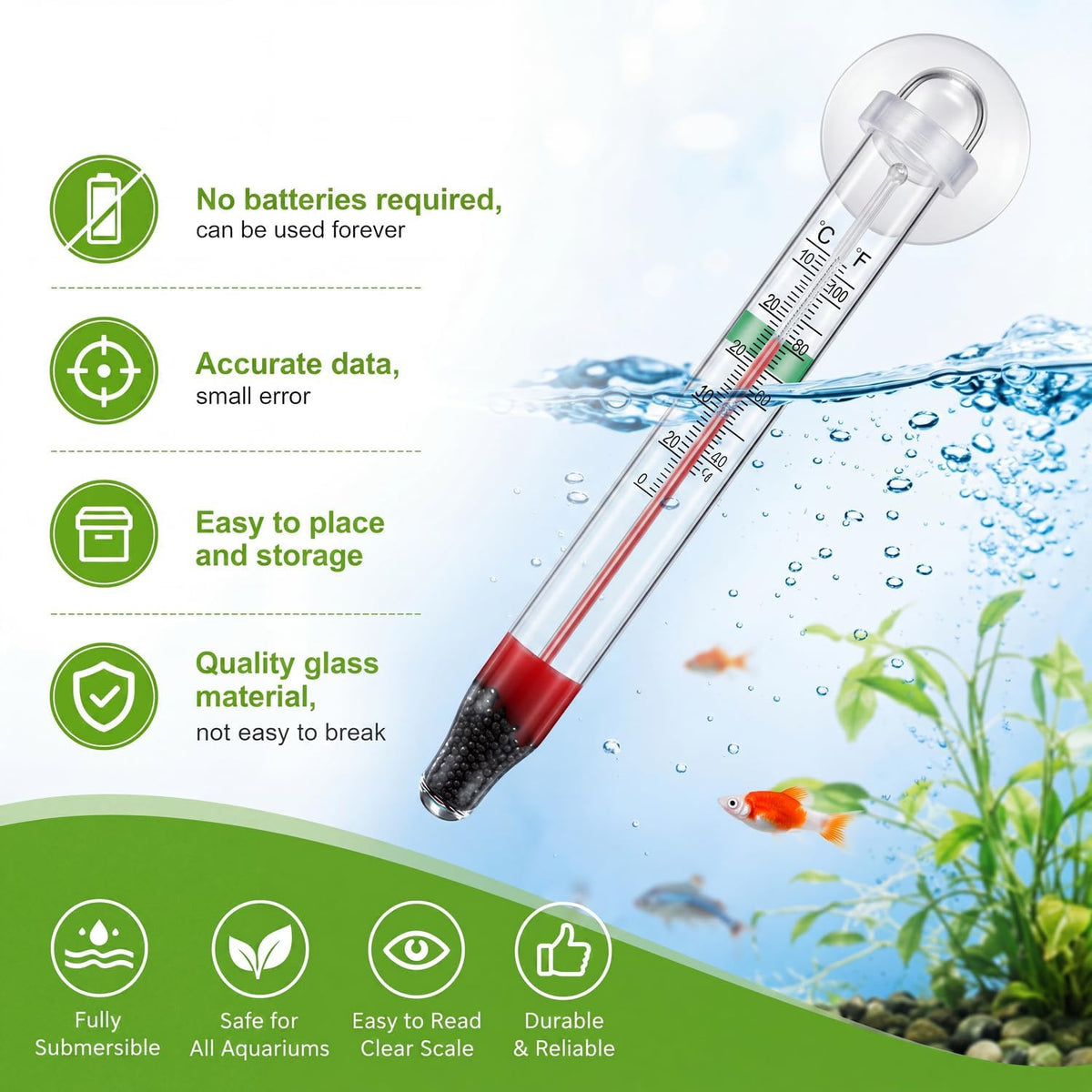 Dreyoo 2 Pack Floating Aquarium Thermometers, 0-43°C/32-110°F – Essentials for Fish - image 4