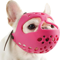 English Bulldog Muzzle, Soft Short Snout Dog Muzzle Stops Biting – Essentials for Dogs - Hot Pink / L（Head 17-18½"）