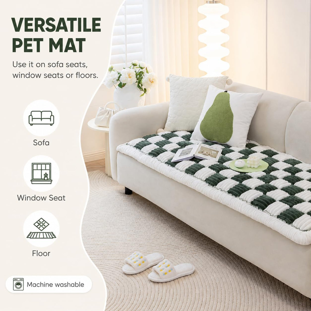 Dog Couch Cover Protector - 27x82inch / Green - image 4