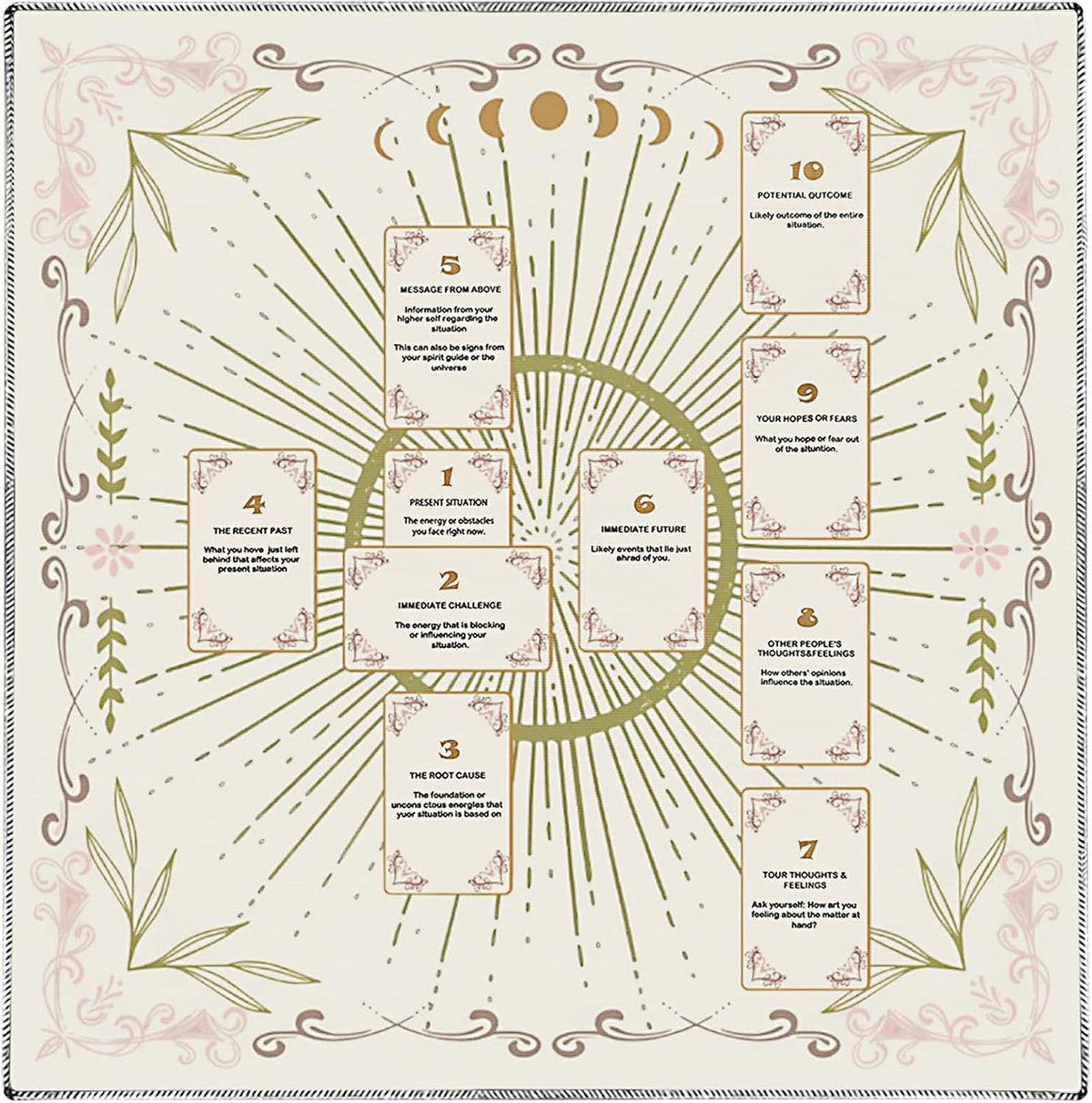 Knana white velvet tarot cloth with Celtic cross and moon design - view 2