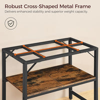 40-50 Gallon Fish Tank Stand, Aquarium Stand with 2-Tier Storage Shelves, Heavy Duty Breeder Turtle Terrarium Stand Rack for Home Office, 36.2" L x 18.9" W x 24.4" H, Rustic Brown FTHR4001