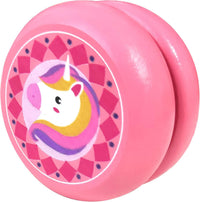 Chic U pink wooden yoyo for kids with a decorative painted pattern - view 3