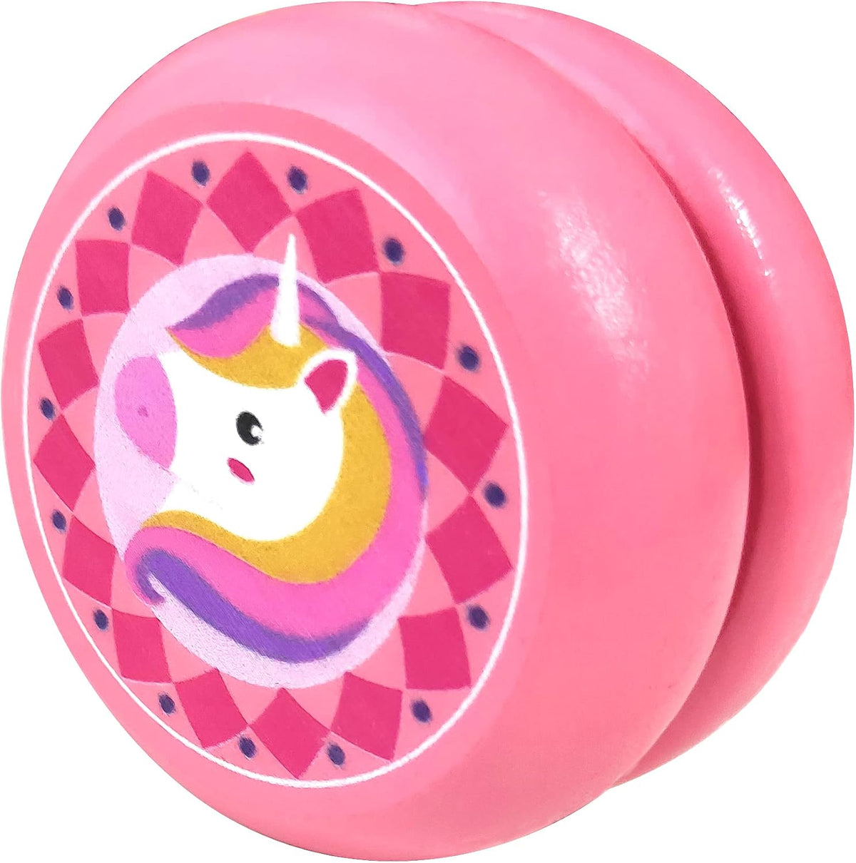 Chic U pink wooden yoyo for kids with a decorative painted pattern - view 3