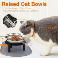Elevated Cat Bowls with Food Mat - Black - image 2